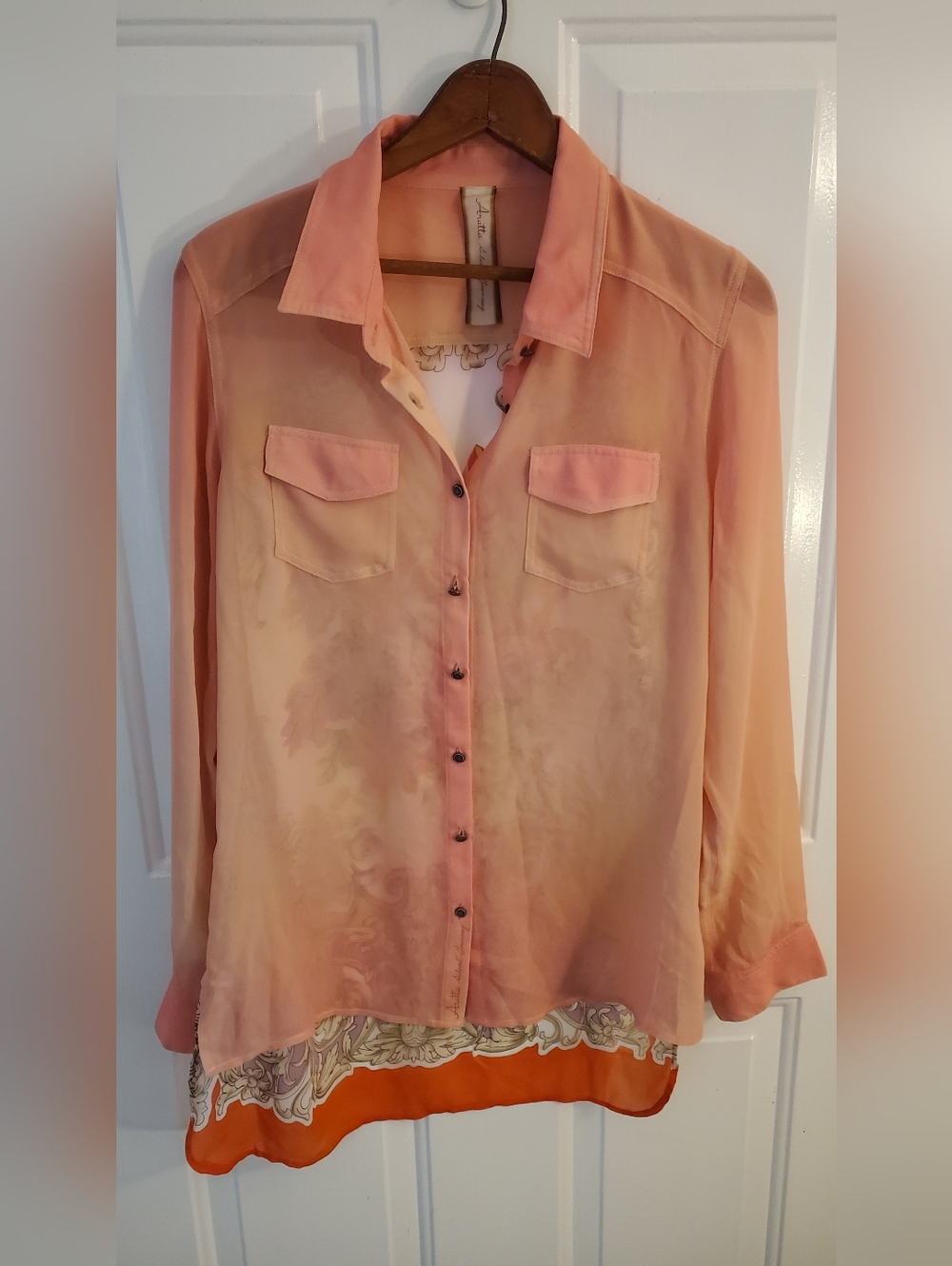 Light Peach Button-Down Blouse Sample Piece - Picture 2 of 5